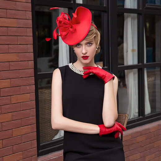 EE original design European and American fashionable lady hat Elegant and versatile Jockey Club lady style hat for women 2336 red