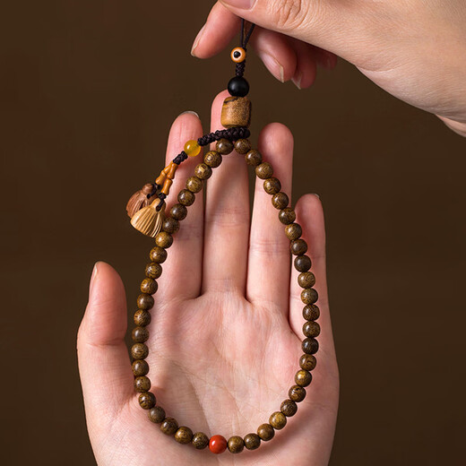 Timo agarwood mobile phone chain women's lanyard short wrist pendant Chinese style retro pendant sling A1738-1 agarwood mobile phone chain A23-108