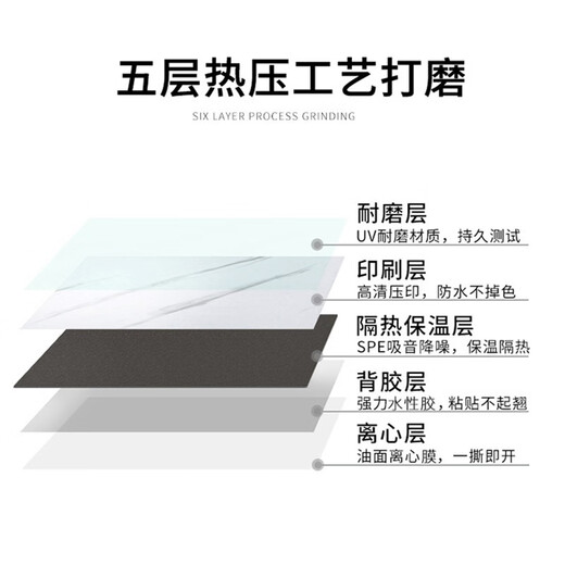 柏宜斯PVC自粘地板胶地板革地板贴加厚耐磨办公室厨房卧室水泥地家用 W6 6610(60x60cm-2mm) 片
