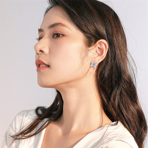 Qlady crystal butterfly temperament earrings women's sterling silver earrings new 2025 high-end silver earrings unique earrings