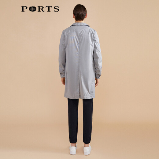 PORTS Men's spring men's mid-length windbreaker MM8T002MWO019 LT GRAY S