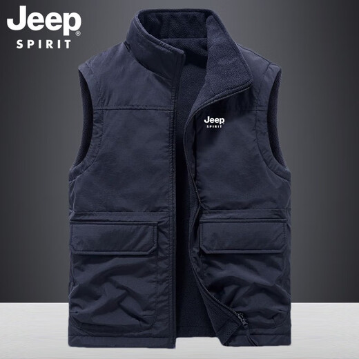 JEEP SPIRIT Outdoor Jeep Vest Men's Autumn and Winter New Multi-Pocket Workwear Loose Fishing Vest Men's Jacket Mountaineering Suit Army Green L