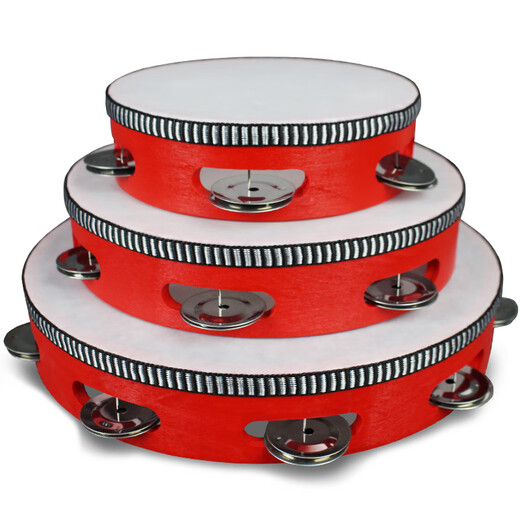 Stupid Beibei tambourin de danse le professeur de tambourin pour enfants de la maternelle utilise un hochet instrument de percussion à manivelle pour l'examen de qualité tambourin professionnel à clap de main tambourin rouge de 6 pouces-15 cm
