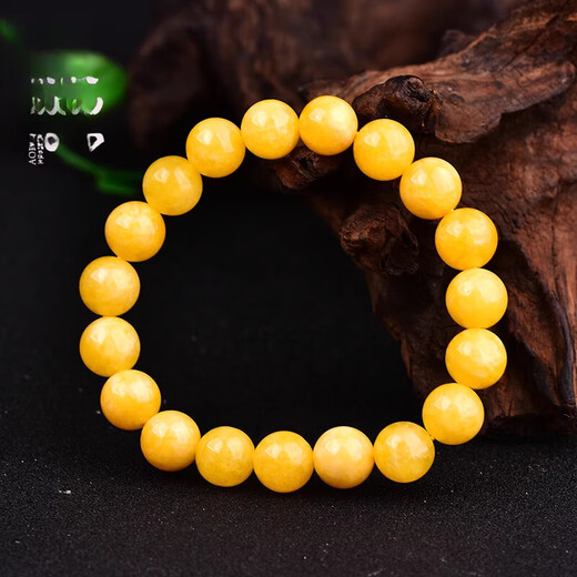 Fat Donglai's same amber beeswax bracelet, yellow chalcedony, chicken fat topaz, quartz jade bracelet for men and women, yellow 5A selected beads with diameter about 6mm, small size for women