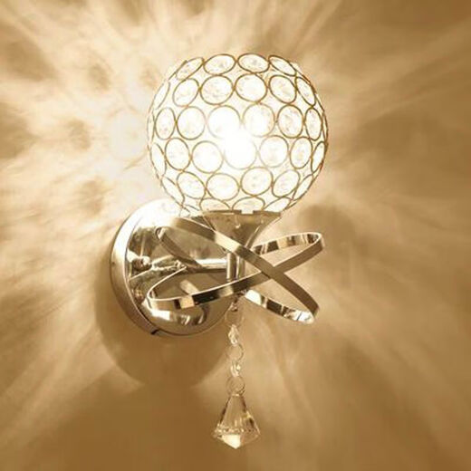Yilin wall lamp bedroom wall bedside lamp simple modern creative European American American LED living room aisle stair lamp single head silver + 5 watt LED three-color light