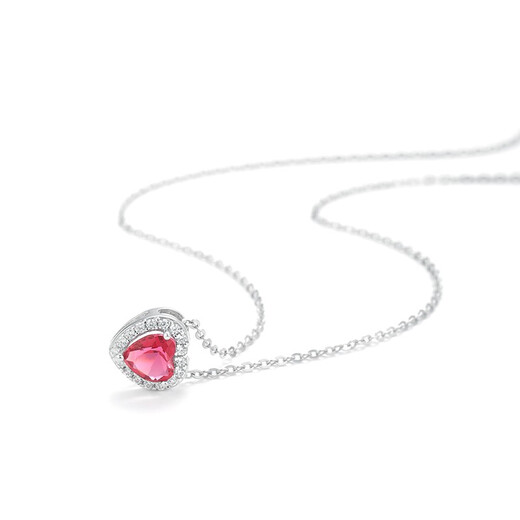 GEM STONE KING red zircon necklace 925 silver inlaid with colored gemstones heart-shaped necklace cute and playful as a Valentine's Day gift for your girlfriend