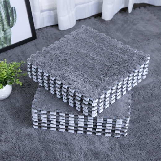Spliced ​​foam floor mat carpet suede bedside carpet bedroom fully paved Korean spliced ​​foam floor mat Internet celebrity ins style large area full pavement can be cut x0a cotton velvet gray 30*30*1cm environmentally friendly thick bottom one [with edges] ten pack