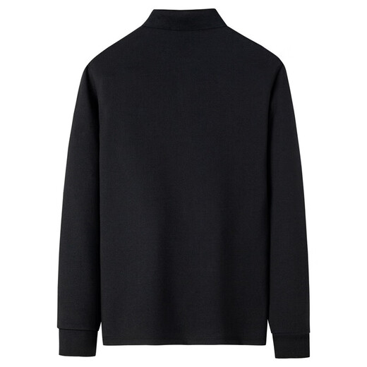 Dances with Wolves, plus velvet, autumn and winter fashionable business commuter logo, versatile men's long-sleeved POLO 001 black 175