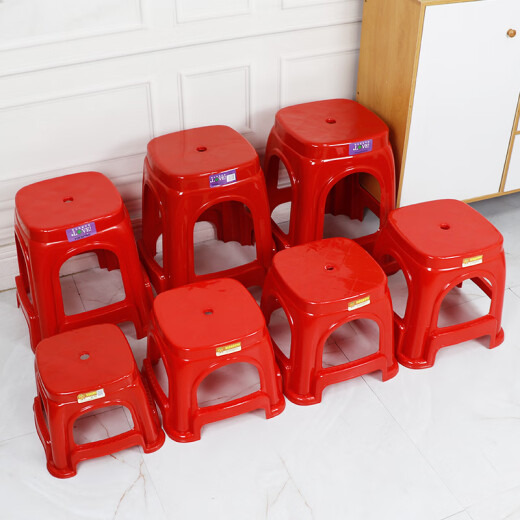 [New Product] Zhujiang Brand rubber chair rubber stool, plastic stool, thickened household simple dining table and chairs, solid commercial 854/sit height 46cm (red)