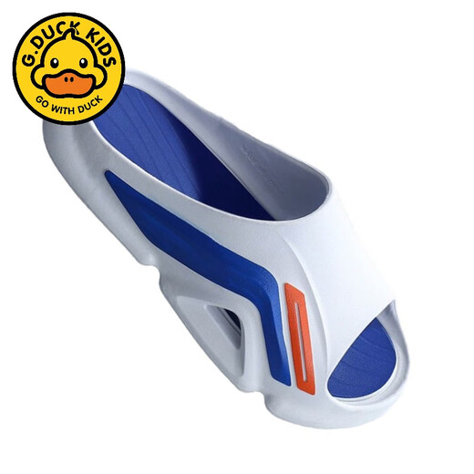 G.duck children's slippers boys summer indoor home big children non-slip outer wear sports slippers boy E300-white blue 36-37