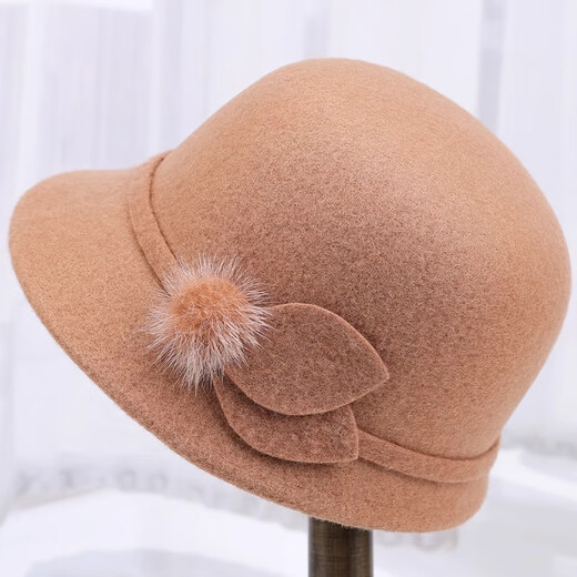Yaoxin autumn and winter middle-aged and elderly hats women's woolen hats for the elderly and mothers winter warm hats for grandmothers and old ladies hats gray one size