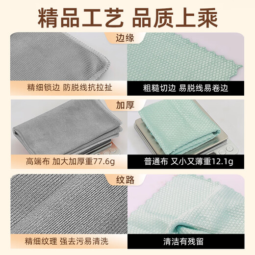 Xiangjiamei fish scale rag, large seamed edge, less lint, dish towel, cleaning cloth, dishwashing cloth, absorbent cloth, lazy double-sided rag, 5 glossy rags, 30*40, random colors