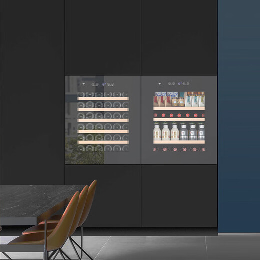 Gironde handleless electric door fully embedded red wine cabinet constant temperature wine cabinet tea beverage cabinet air-cooled household seamless wall-embedded installation frequency conversion + large screen model-700 high ice bar 100L