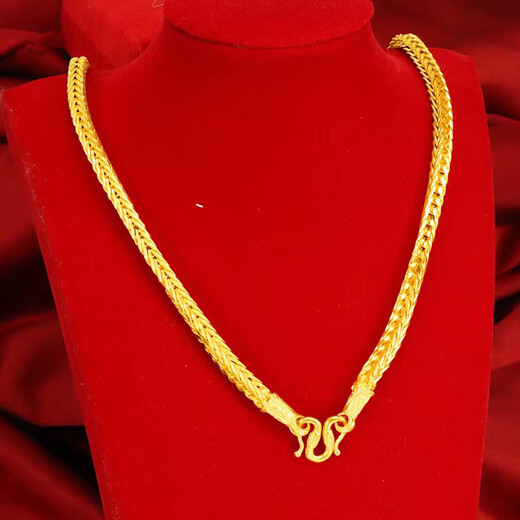 Huangben's high-quality snake bone necklace for men, fashionable men's personality, copper alloy factory direct sales simulation chain that will not fade for a long time, Vietnamese sand gold, high-quality snake bone necklace (popular), 60 cm long, 5 mm wide, about 40 grams
