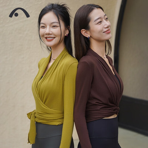 Aixiabu yoga wear women's top autumn and winter high-end fashion temperament slimming Pilates long-sleeved blouse sports jacket special price brown coffee_single top A23098RCQS S