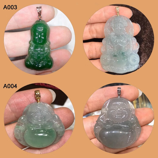 18k gold oblique hole jade buckle head melon seed buckle pendant buckle Guanyin Buddha pendant jade clip buckle thick crown gold buckle 18K gold A003