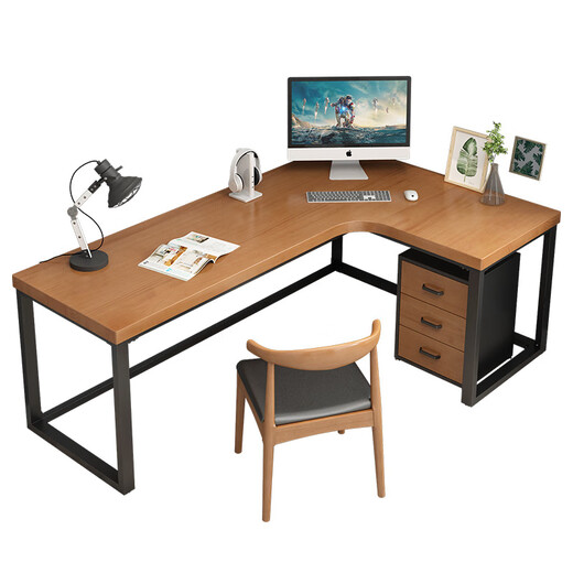 Premium Elements Solid Wood Computer Desk Desktop Home Corner Desk Bedroom Corner Corner Simple Office Writing Study Table Standard Edition 120*55*75 Side Length 80 Thickness 5cm Solid Wood