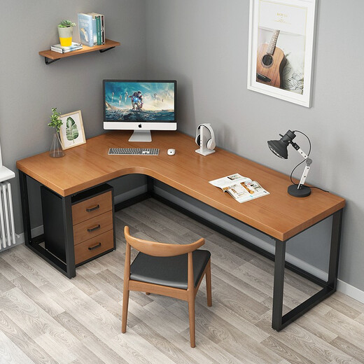 Premium Elements Solid Wood Computer Desk Desktop Home Corner Desk Bedroom Corner Corner Simple Office Writing Study Table Standard Edition 120*55*75 Side Length 80 Thickness 5cm Solid Wood