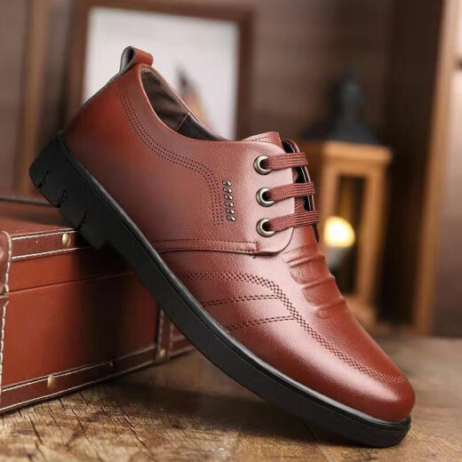 Tang Xiaosheng leather shoes new men's casual leather shoes Korean style business formal men's shoes soft sole soft surface driving shoes non-slip men's shoes B-28 black 39