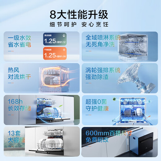 Robam Star series B01A dishwasher 13 sets of large capacity 0 bacteria can be installed under the built-in stove to remove heavy oil stains, hot air drying and sterilization 168h long-term storage first-class water efficiency 13 sets of Star dishwashers