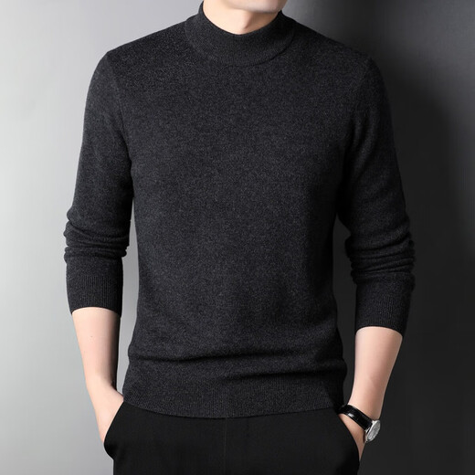 DVW cardigan men's 100 pure wool luxury high-end brand winter thickened solid color half-turtleneck sweater base layer light gray 100% pure wool M 170 reference weight 120-135Jin Jin equals 0.5 kg