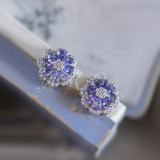DL 1998 Fat Donglai same style tanzanite earrings natural l natural santan stone earrings for women s925 silver purple natural tanzanite amethyst B earrings