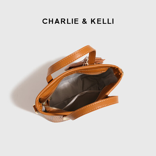 CHARLIE&KELLI CK品牌包包女包时尚手提托特包2025新款单肩斜挎包送女生日礼物 棕色【京仓配送 礼袋包装】