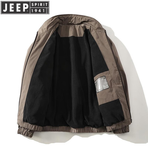 JEEP SPIRIT chaqueta bomber corta americana con cuello alto de invierno chaqueta gruesa de terciopelo acolchado de algodón top para hombre negro L (130-140)