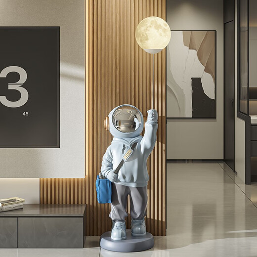 Jizhao astronaut ornaments, living room floor-standing ornaments, large astronaut TV cabinet decorations, gifts, housewarming gifts, blue package astronaut base + starry sky projection lamp + speaker No Specifications