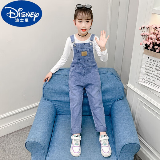 迪士尼（Disney）女童牛仔背带裤春秋长裤女孩秋装大童两件套装儿童宽松洋气吊带裤 单件MK-212背带裤 150正码不能贪大