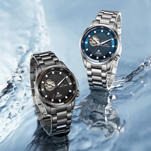 GOLGEN montre hommes Jiaolong 300m plongée bracelet en acier montre mécanique pour hommes cadeau de Noël pour petit ami 16016 modèle professionnel creux plaque noire bracelet en acier 6196