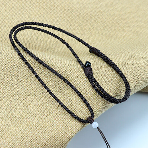 Mengyi hand-woven red and black necklace pendant rope jade pendant peace buckle pendant lanyard men and women jade hand-woven pendant rope red 3mm adjustable