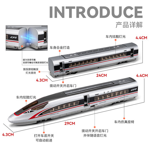 Chezhi remote control high-speed train toy Fuxing EMU alloy model children's high-speed train track toy truck boy [remote control version] Fuxing 4th high-speed train festival-white