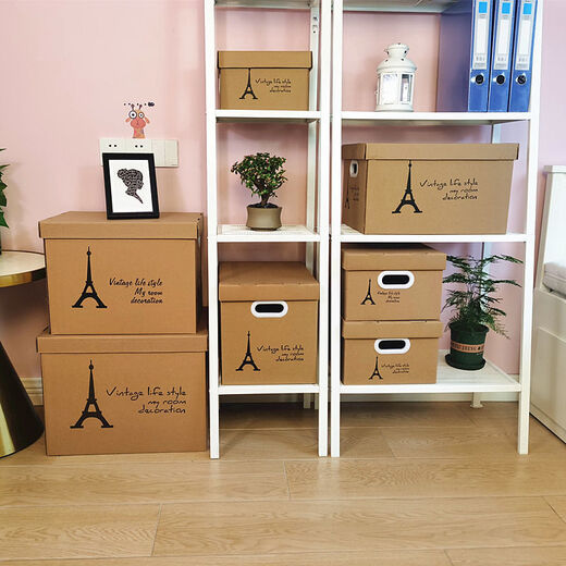 LOCKZI carton odorless carton storage box with lid book organizer storage box moving large kraft paper gift red doll 35*28*19 length, width and height