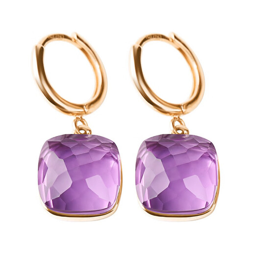 OUCERNY amethyst earrings for women, 18k gold inlaid gemstone earrings, exquisitely cut natural amethyst colored treasure gifts, ready for delivery, one item, one certificate