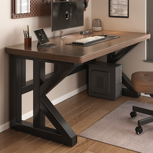 New appearance principle computer desk home study desk desktop desk office simple desk e-sports long table XZ21 deep walnut K frame extra thick panel 100*60cm