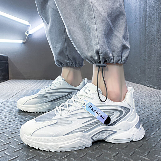 MVP BOY chaussures pour hommes à la mode 2025 chaussures super chaudes tendance nationale chaussures de sport d'automne chaussures de course respirantes à semelle souple pour hommes chaussures de papa hommes speed step X9920 blanc gris 44