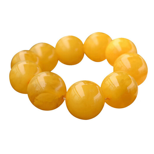 Fat Donglai's same style beeswax bracelet chicken fat yellow amber men's single circle bracelet women's old honey round beads 20mm 12 pieces