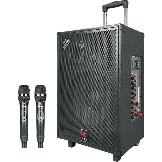 European and American sound outdoor audio karaoke dedicated three-way high-power professional singing live square dance performance high-quality large volume mobile pull rod Bluetooth portable speaker equipment 12-inch 263 pull rod 450W 2* wireless headset + gift package