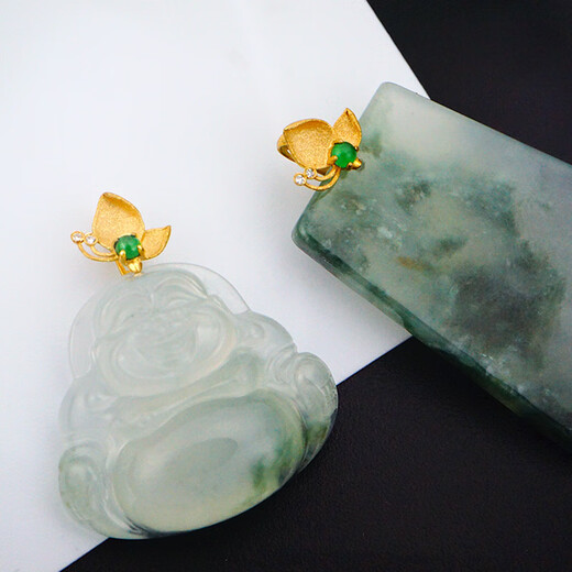 Gold fork pure 18K gold buckle head jade jade clip frosted butterfly buckle AU750 exquisite versatile non-fading color bag installation K K5 style-K yellow