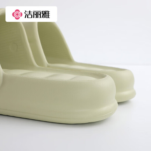 Jieliya verdickte Hausschuhe, einfache und frische Macaron-Farbe, Herren- und Damensandalen, Heimsandalen, Bohnengrün 38-39