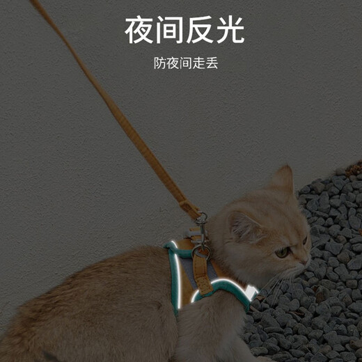 SLPC cat leash cat rope anti-breakaway vest pet harness Teddy Pomeranian small dog leash green and orange splicing + 3 meters telescopic rope M (recommended 4 8Jin Jin equals 0.5 kg)
