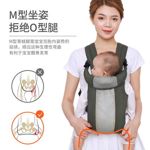 爱源美婴儿宝宝背带外出前后两用初新生儿横前抱式简易背娃神器解放双手 海雾灰