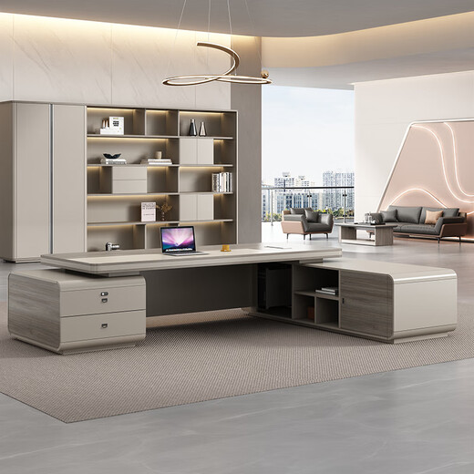 Chengyu boss desk office desk simple modern light luxury leadership office desk and chair combination president executive desk 2.4m double side cabinet + 2.4m background cabinet + boss chair