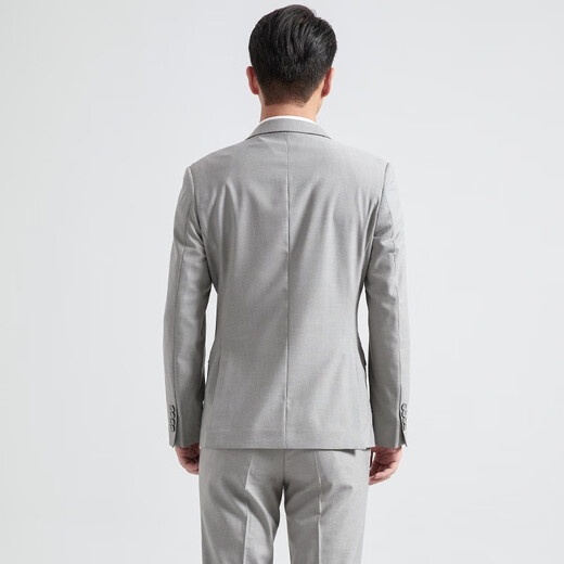 
HAIPAIHAOYU suit men's double-breasted business formal wear, waffle-necked slim suit professional suit banquet dress double slit 9901 light gray 180A