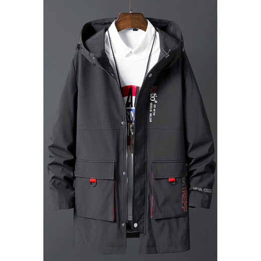 Kaduton M-8XL Fat Extra Large Size Men's Windbreaker Spring and Autumn Extra Fat Extra Large Medium-Length Coat Fat Guy Extra Large Loose Coat Black 7XL Recommendation 230-250Jin Jin is equal to 0.5 kg