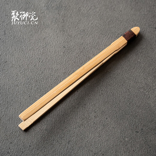 Juyu porcelain tea clip bamboo wooden tea spoon cup clip tea tweezers tea ceremony accessories tea needle scissors pot pen tea shovel Pu'er tea knife E tie rope bamboo long tea clip 21.5*1.2cm
