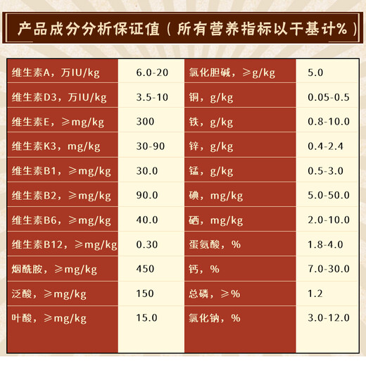 Jin Haoyuan Jin Haoyuan 5% laying hen laying period premix 50Jin Jin is equal to 0.5kg single package-25KG
