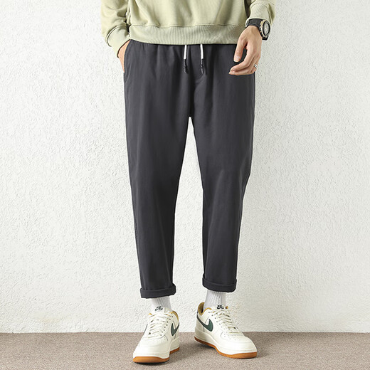 
Jean-Vis summer new casual pants for men loose straight 2025 new conical nine-point summer comfortable pants 9904 light khaki [cotton breathable high quality] XL