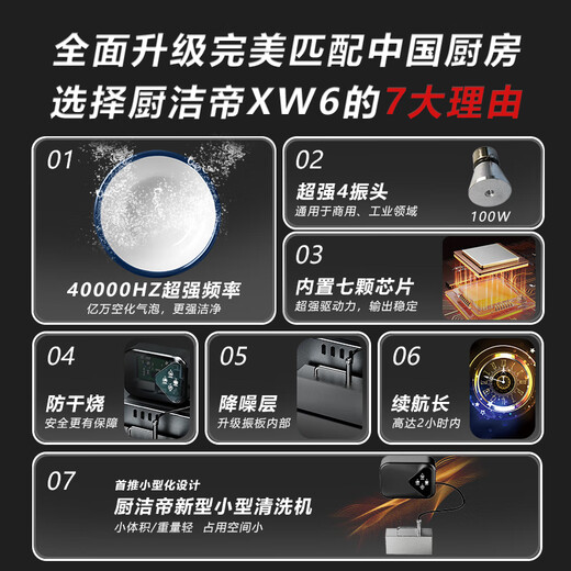 Chu Jie Di (Germany) Ultrasonic Dishwasher Desktop Portable Vegetable Washer Fruit and Vegetable Cleaning Machine Integrated Desktop Single Slot Free Installation Small Dishwasher Home Multifunctional Dishwasher Seafood 8th Generation Upgraded Enhanced Model Anti-dry Burning Technology + SUS304 Material